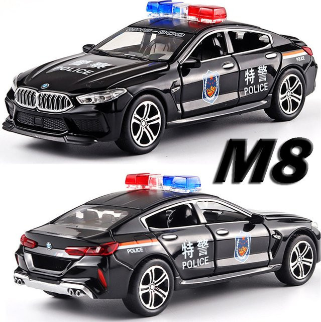 MAKEDA M8 M4 Polizeiauto, Spielzeugmodell, Metalldruckguss, 1:32, mit Licht und Sound - Bild 1