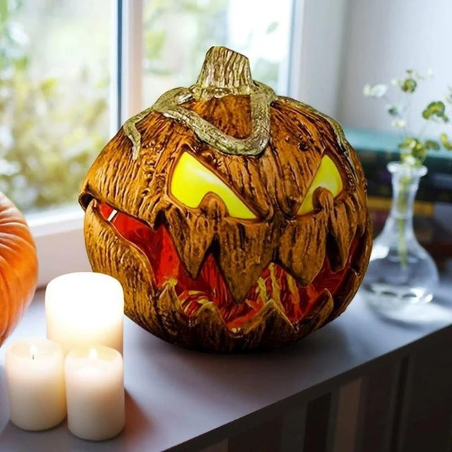 Golden Childhood Halloween Kürbisdekoration mit Sound und leuchtendem Kopf in Schwarz und Orange - Bild 1