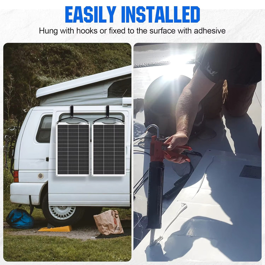JINGYANGPV Flexibles Monokristallines Solarpanel 125W 250W 18V in Schwarz für 12V/24V Batterieladegeräte und Home System Kits in RV oder Boot - Bild 5