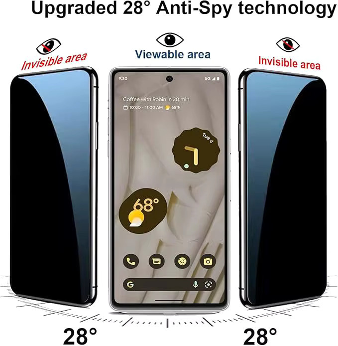 2er-Pack Privatsphäre Hydrogel Displayschutz für Google Pixel 3a bis 10 Pro XL 5G Anti-Spy Schutzfolie in Transparent - Bild 3