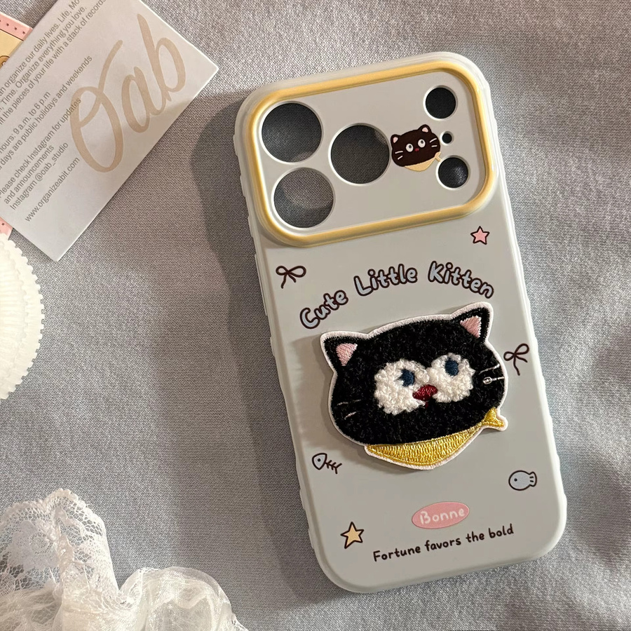 MUQGEW Stoßfeste Schutzhülle mit Koreanischer Cartoon Stickerei Katze und Schwein für iPhone 17 16 15 14 13 Pro Max - Bild 2
