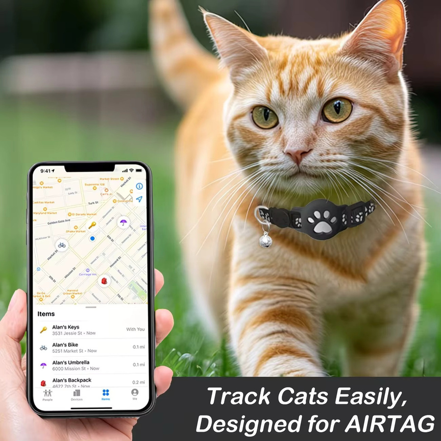 GPS-Tracker-Halsband-Set für Hunde und Katzen in Schwarz, kompatibel mit Apple Find My und iOS - Bild 4