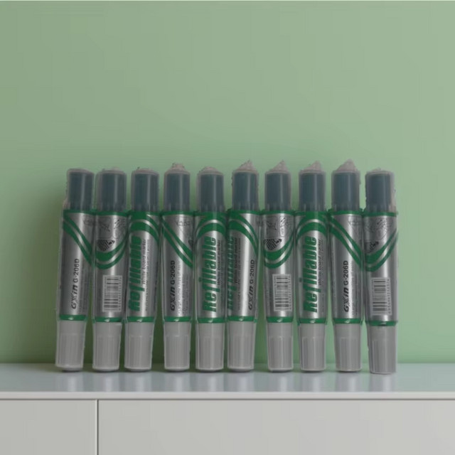 Gxin G-206D Whiteboard Marker Set mit Faserspitze, 10 Stück, Grün, löschbar und mit austauschbarer Tinte auf Wasserbasis - Bild 1