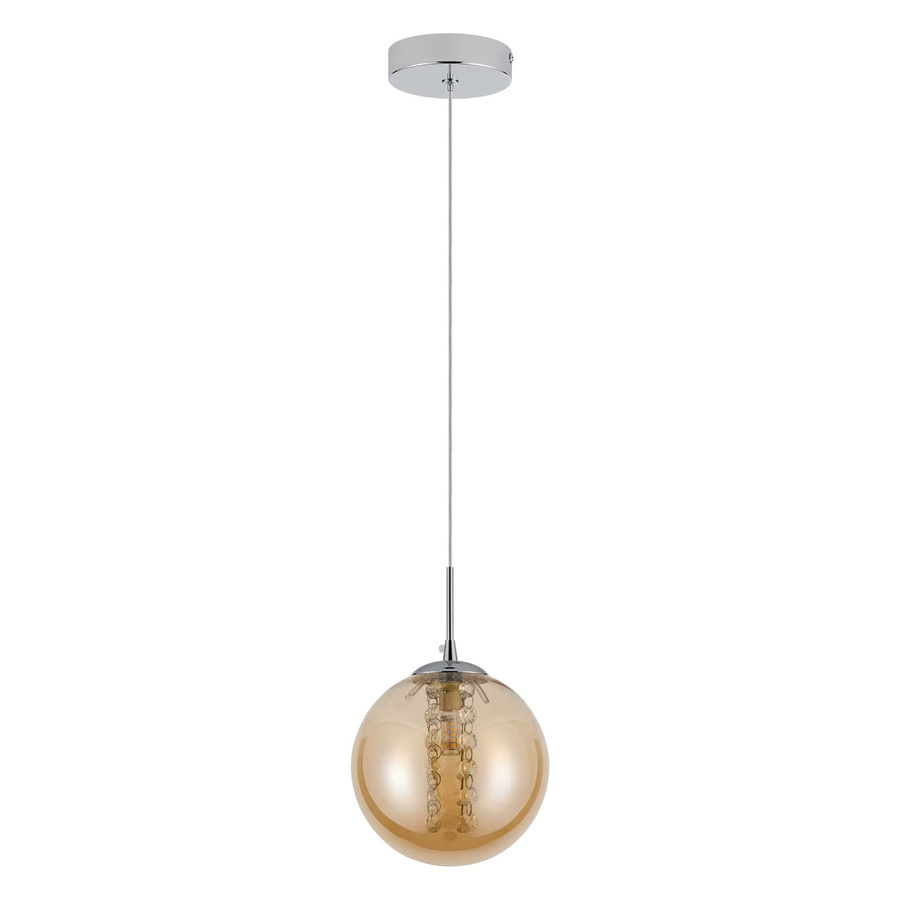 Moderne Pendelleuchte aus Glas in Bernstein, höhenverstellbare Hängelampe mit 1 Flammig und G9 Fassung, Höhe: 120 cm - Bild 3