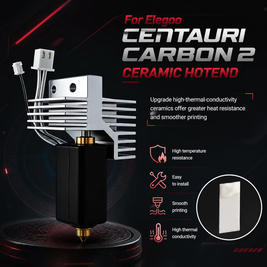 Sprouture Lab Hotend Upgrade-Kit für Centauri Carbon 2 mit gehärteter Stahldüse und Keramikheizung in Silber - Bild 2