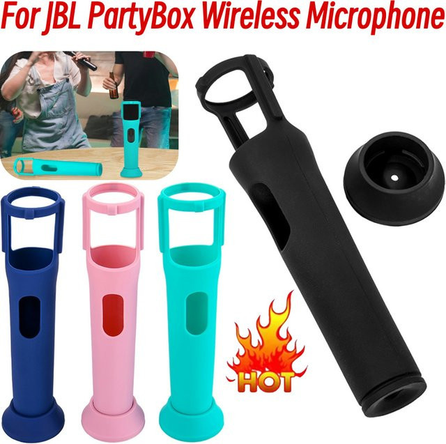 Alloet Silikonhülle Anti-Rolling für JBL PartyBox Wireless Mikrofon in Schwarz - Bild 1