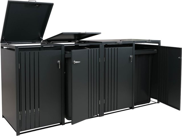 Mülltonnenbox MCW-O67 mit Deckel aus Metall, 4er-Mülltonnenverkleidung, Anthrazit, B/H/T: 264 x 122 x 84 cm - Bild 1