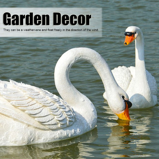 TOPINCN Schwan Figur aus Harz in Weiß als Gartendekoration und Landschaftsverzierung - Bild 1