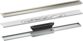 Hansgrohe Duschrinne Drain als lineare Rinne in Silber, frei im Raum stehend, inklusive FM-Set und Geruchsverschluss - Bild 1
