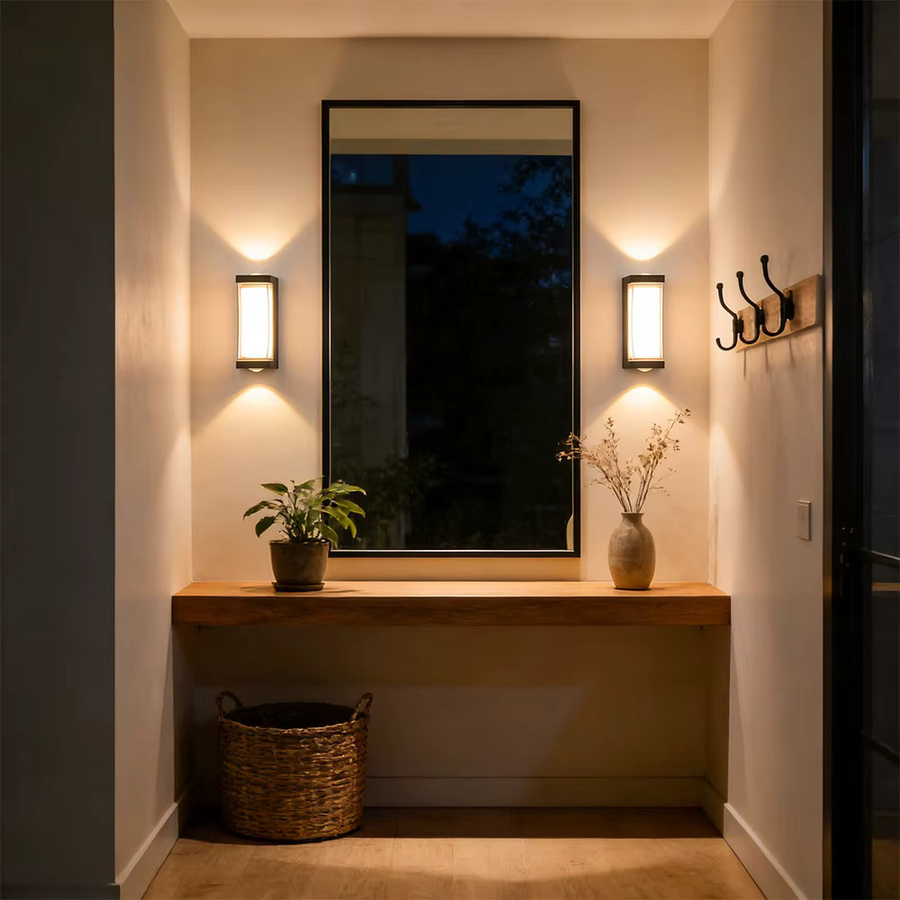 LANGYUE LED Wandleuchte Up-Down in Schwarz, moderne Außen- und Innenbeleuchtung mit IP65 Wasserschutz, 12 W, Rechteckig, B/T/H: 18,0 x 8,0 x 7,5 cm - Bild 5