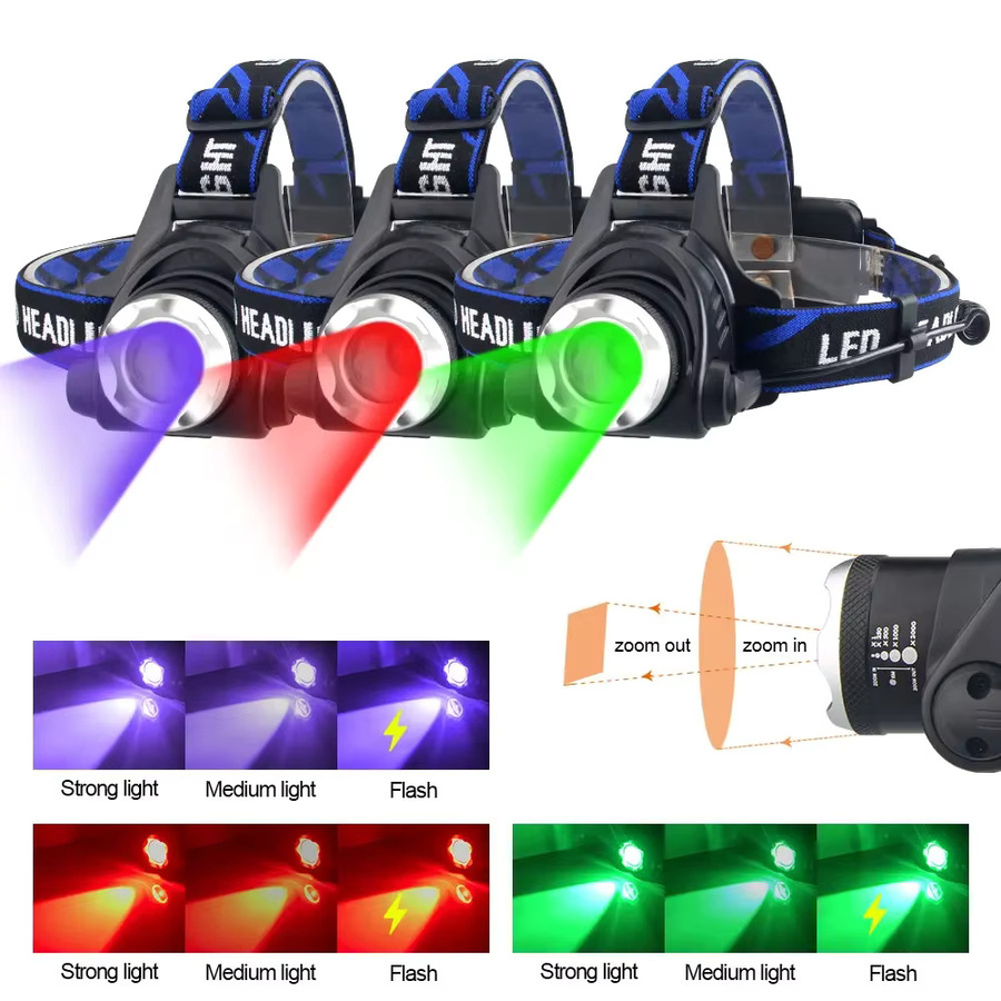 VASTFIRE LED Taschenlampe mit Rotlicht und Zoom für Outdoor, Camping und Jagd, Schwarz - Bild 2