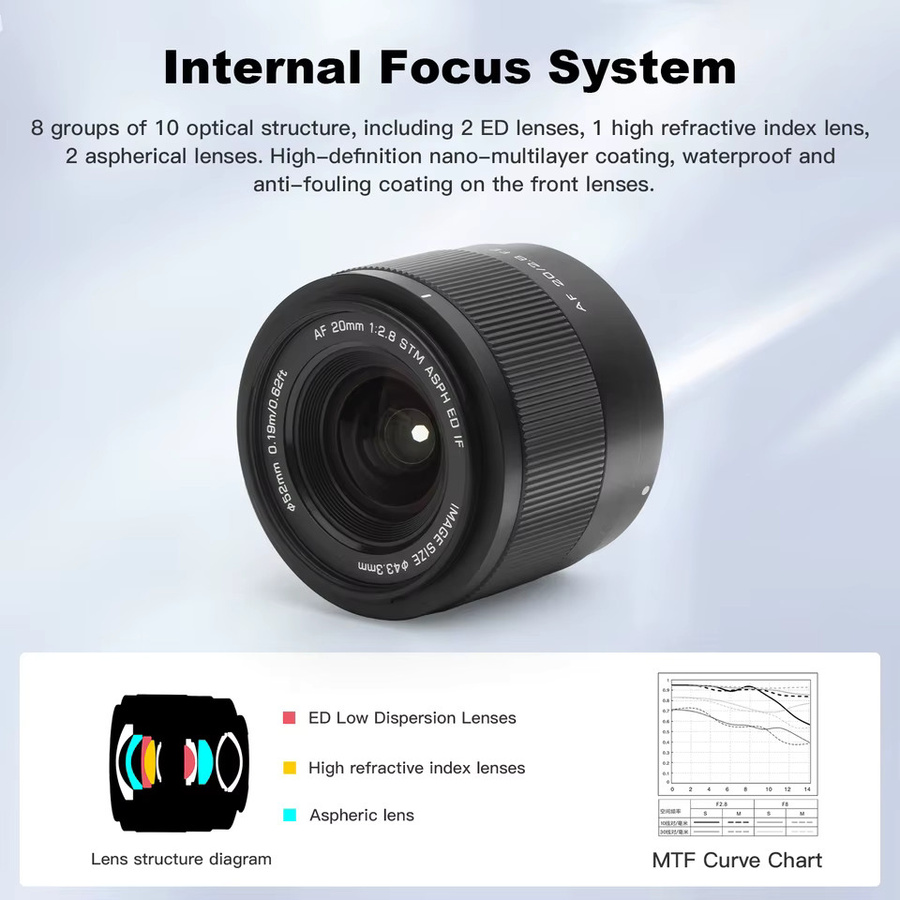 Viltrox 20mm f/2.8 Ultra-Weitwinkel Autofokus Vollformat Kameraobjektiv für Sony E-Mount und Nikon Z-Mount in Schwarz - Bild 3