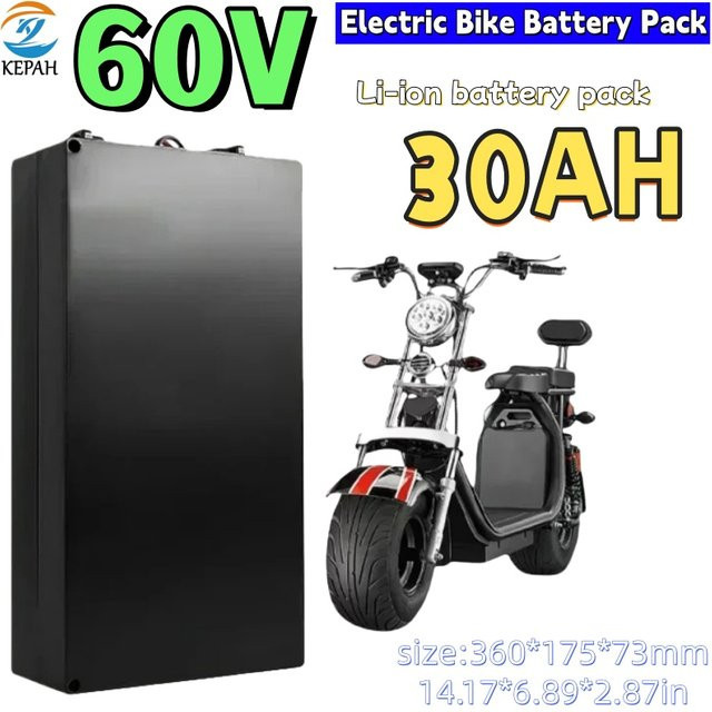 KEPAH Lithium-Ionen-Batterie 60V für Harley Citycoco Roller und E-Bikes, Farbe: Schwarz - Bild 1