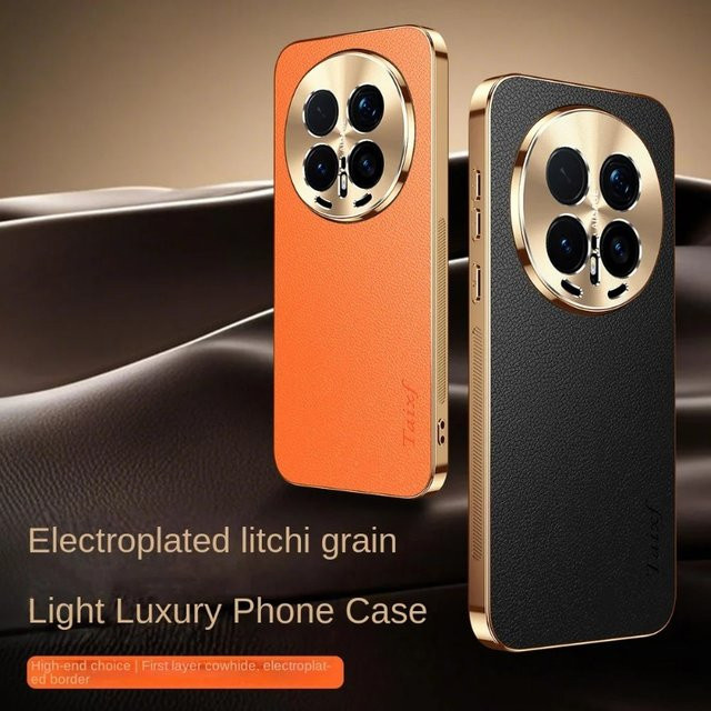 Premium Lychee Echtleder Hülle für Honor Magic 8 7 6 5 Pro 7 Lite X9c X60 mit Plating Frame und Linsenschutz in Schwarz - Bild 1