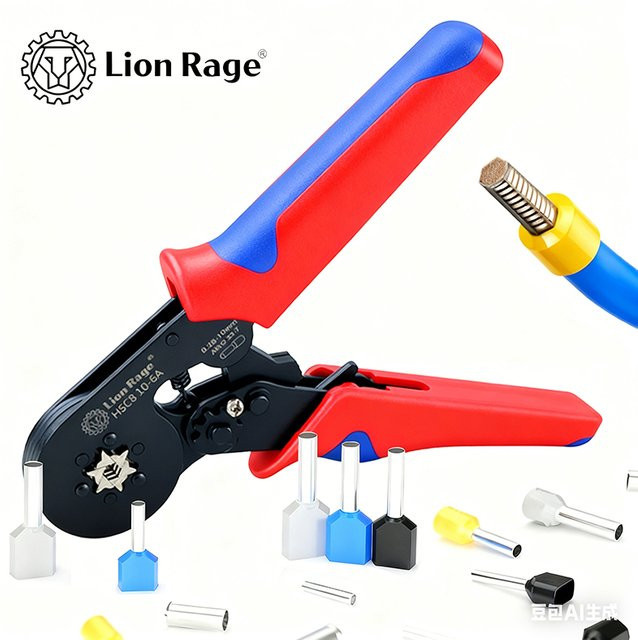 Lion Rage HSC8 10–6 Aderendhülsen-Crimpzange in Rot für professionelle Elektroreparaturen und DIY-Projekte - Bild 1