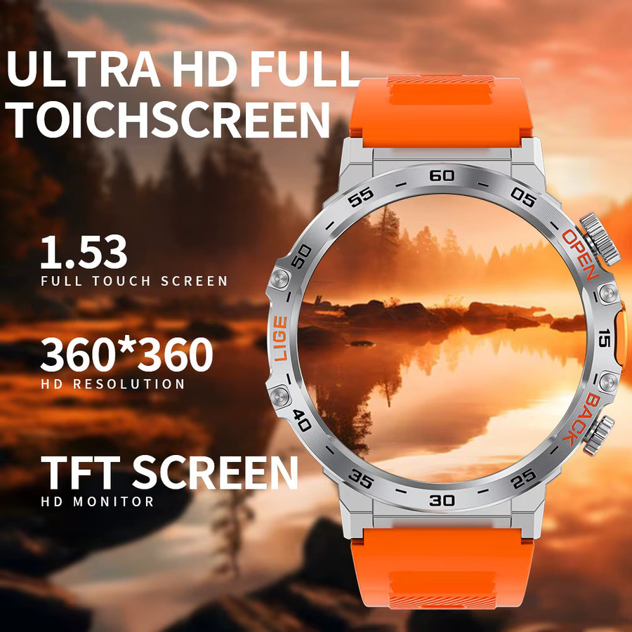 LIGE Smartwatch für Herren in Schwarz mit Ultra HD Bildschirm, LED-Taschenlampe, Bluetooth-Anruffunktion und Wasserdichtigkeit - Bild 3
