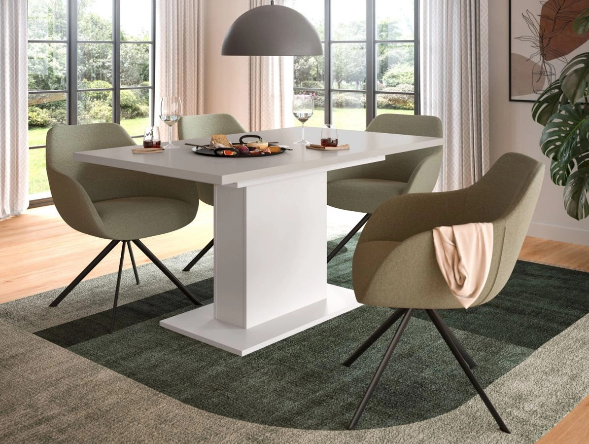 Ausziehbarer Esstisch Home-X von Inn.Furn in Kaschmir und Weiß, Rechteckig, Breite: 150 cm bis 190 cm - Bild 3