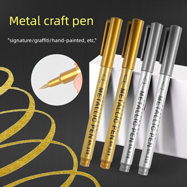 8 Stück Metallic-Markierungsstifte in Gold und Silber, wasserfeste und schnell trocknende Stifte mit feiner Spitze - Bild 1