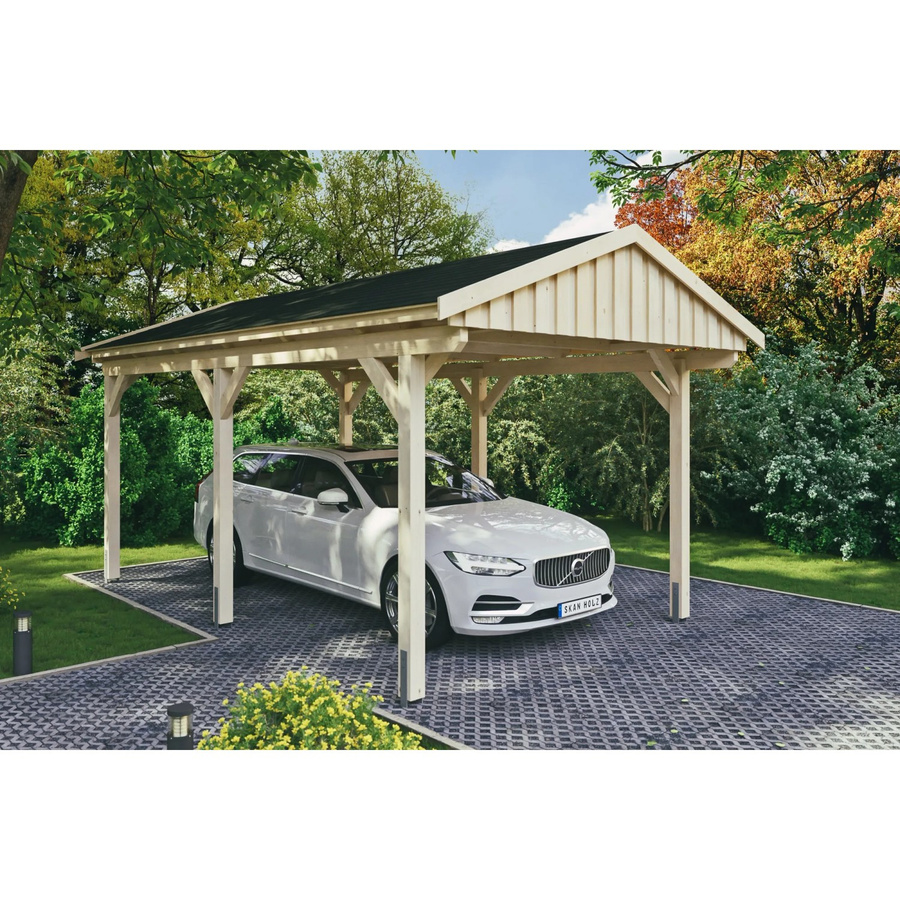 Skan Holz Carport Fichtelberg aus Fichte Leimholz in Beige mit Dachschindeln B/T: 317 x 566 cm, Höhe: 303 cm - Bild 2