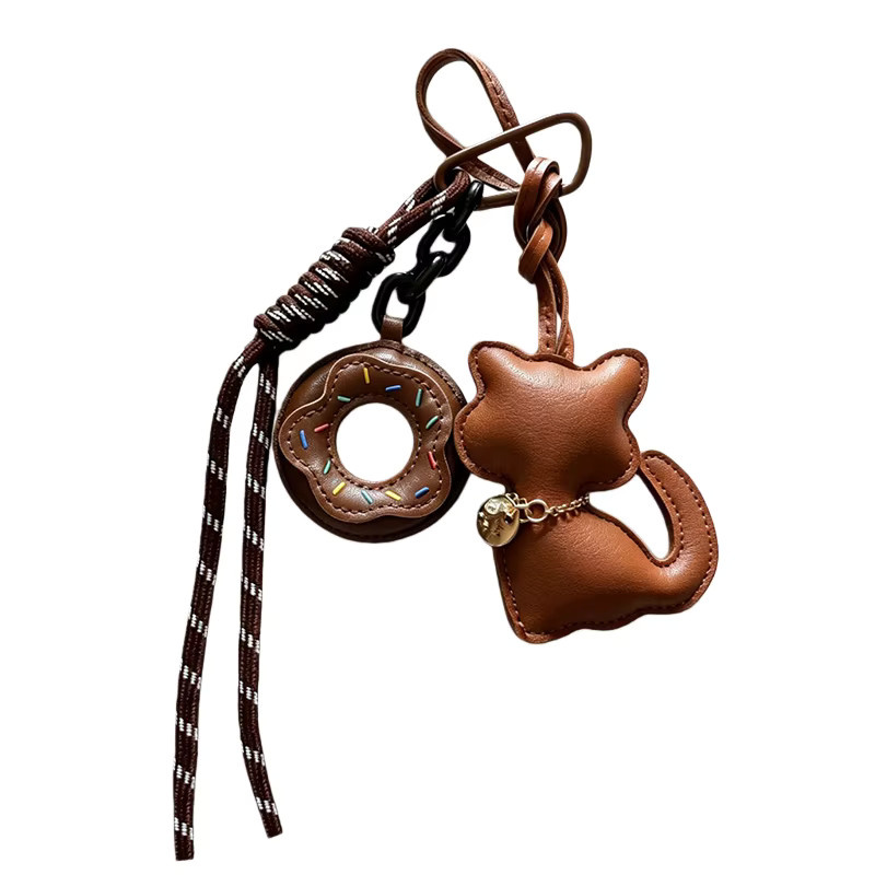 Yogodlns Katzen-Taschenanhänger Leder, Donut, Damen - Bild 6