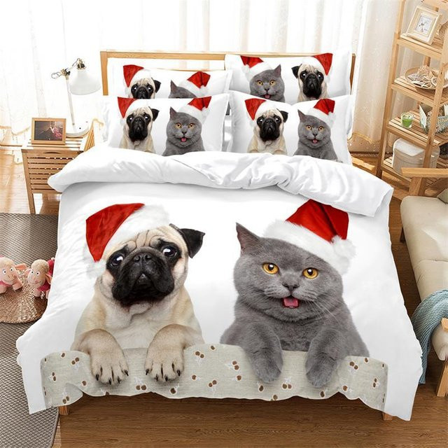 Lodestar Weihnachtstiere Bettwäsche-Set für Kinder mit Motiv-Print, Weiß, B/H: 135 x 200 cm - Bild 1