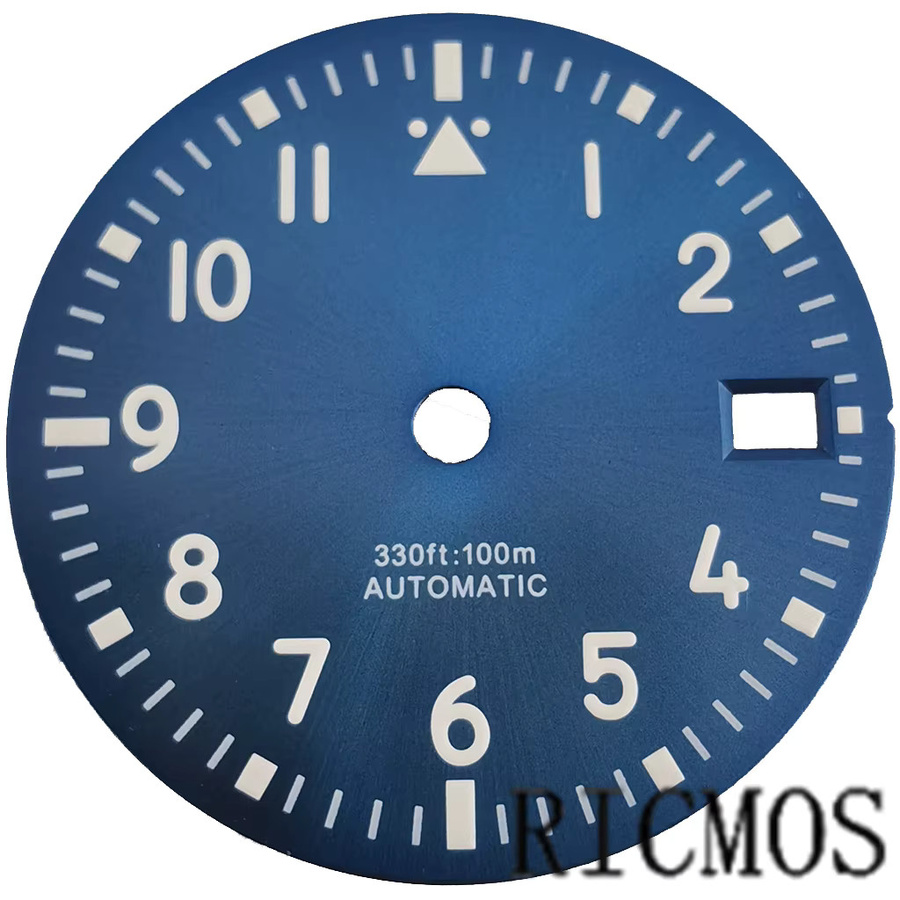 RICMOS Uhrenzifferblatt, 29 mm, grün, leuchtend, mit Datumsfenster - Bild 4