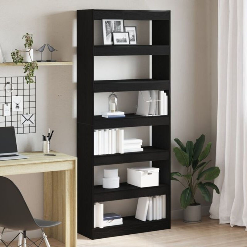 Modernes Bücherregal von vidaxl in Schwarz aus Holzwerkstoff, B/T/H: 80 x 30 x 198 cm - Bild 1
