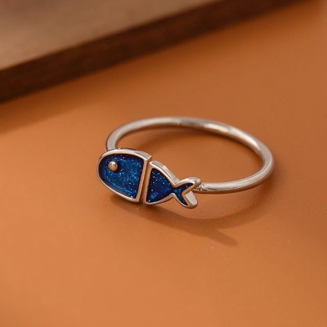 GaGa-Duck Ring, 925 Sterling Silber, Blauer Fisch, Damen - Bild 1