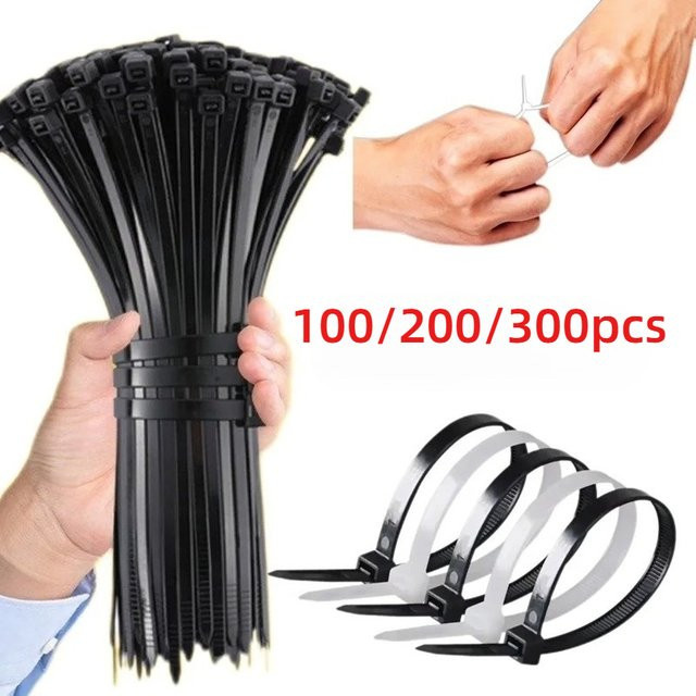 Selbstsichernde Kunststoff-Kabelbinder aus Nylon in Schwarz, 15 cm Länge - Bild 1