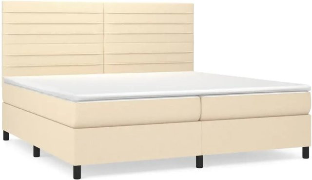 vidaXL Boxspringbett Hybrid mit Matratze in Creme und Beige, B/T: 200 x 200 cm - Bild 1