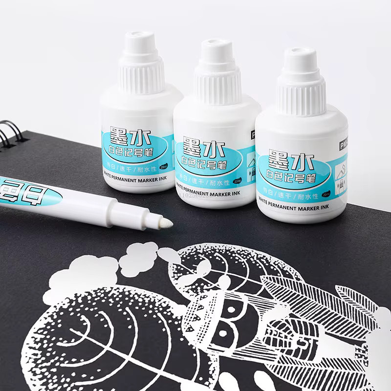 GN Weiße Tinte für nachfüllbare Markerstifte, Ölbasierte Farbe für Reifenprofil-Malerei, 20 ml - Bild 2