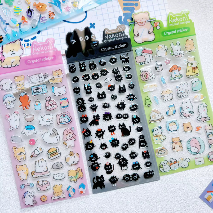 NEKONI Kristall Aufkleber mit Cartoon Tier Motiven in Multicolour für Scrapbooking und Journaling - Bild 2