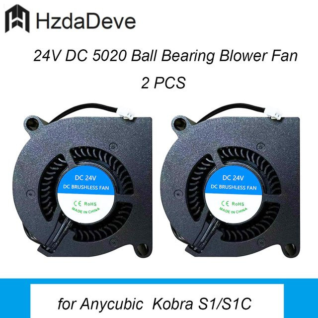 Anycubic Kobra S1 Hotend 24V DC Lüfter mit 5020 Doppelkugellager Gebläse für Axialkühlung, Schwarz - Bild 1