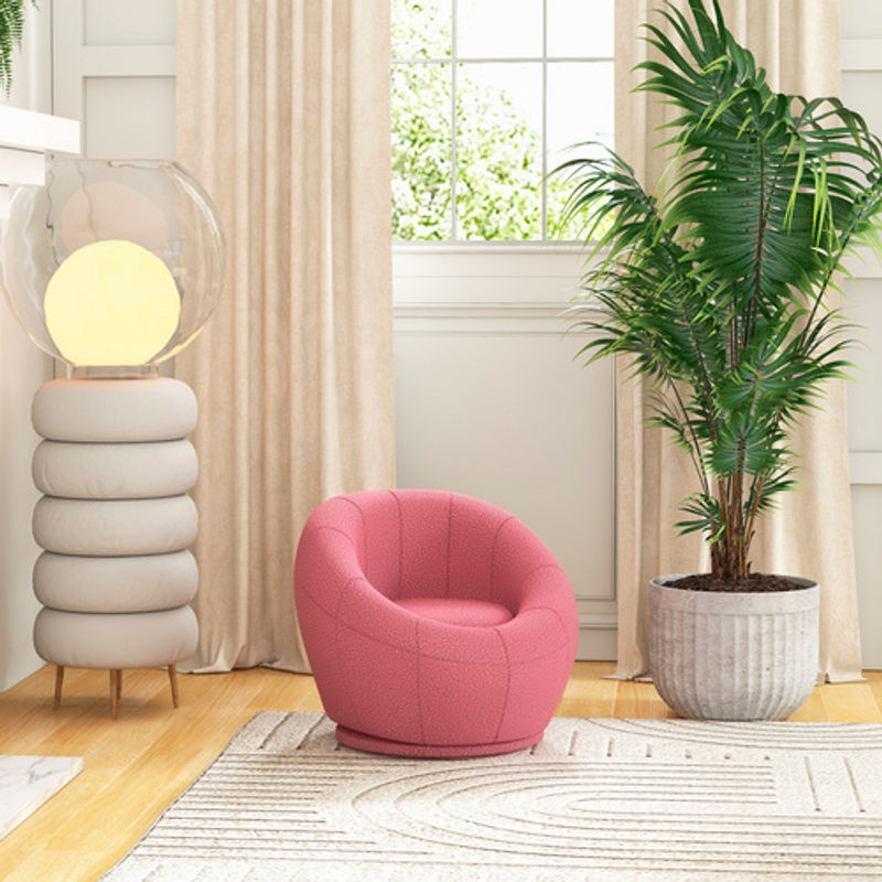 HOMCOM Drehbarer Loungesessel aus Plüsch in Rosa mit Armlehnen, B/T/H: 60 x 56 x 48 cm - Bild 2