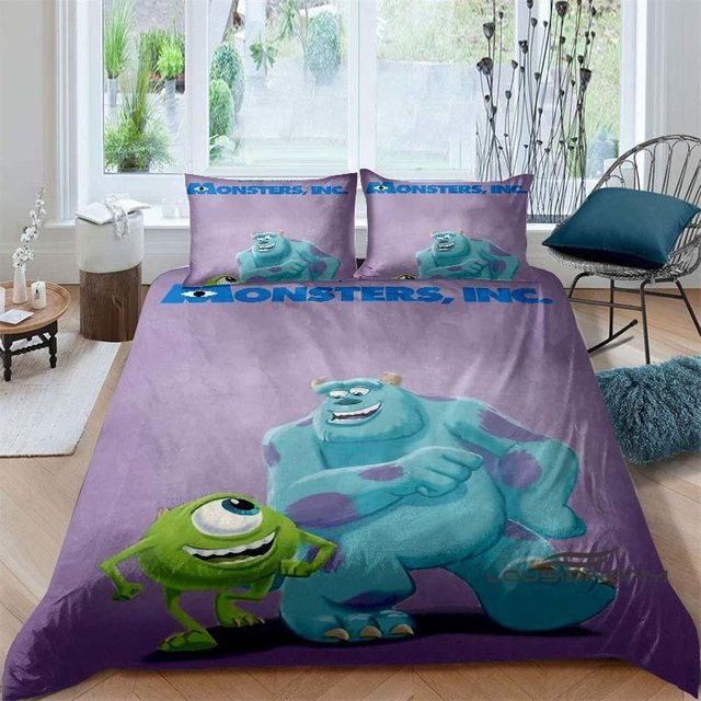 3-teiliges Monster AG Bettwäsche-Set mit 3D-Cartoon-Muster aus Polyester, B/H: 135 x 200 cm - Bild 1