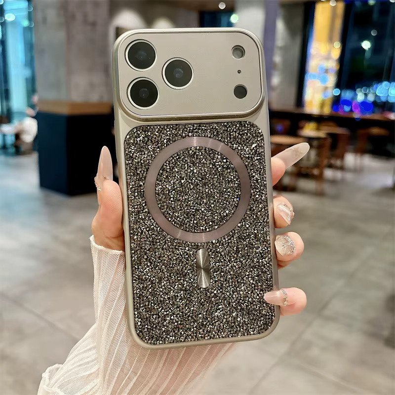 MUQGEW Diamant-Magnet-Handyhülle für iPhone 16, 15, 14, 13 Pro Max mit Glitzer-Effekt und kabelloser Ladefunktion - Bild 2
