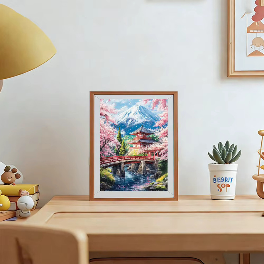 AZQSD Diamond Painting Set Berglandschaft mit Kirschblüten in Multicolour, Mosaik-Strass-Komplettset für dekorative Kunstwerke, B/H: 20 x 30 cm - Bild 2