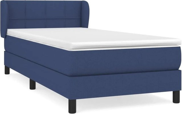 vidaXL Boxspringbett mit Matratze Blau Hybrid-Design mit Taschenfederkern B/T: 90 x 200 cm - Bild 1
