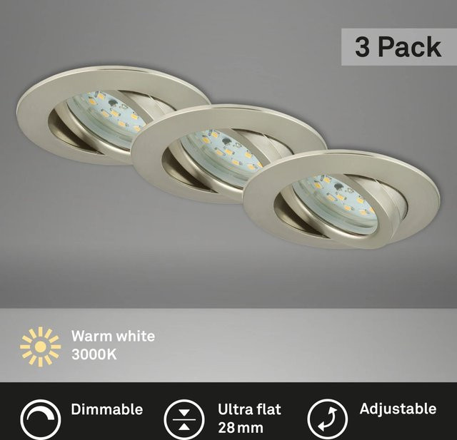 Briloner LED Einbauleuchten Attach Set, dimmbar, rund, Matt-Nickel, Einbautiefe: 3 cm - Bild 1