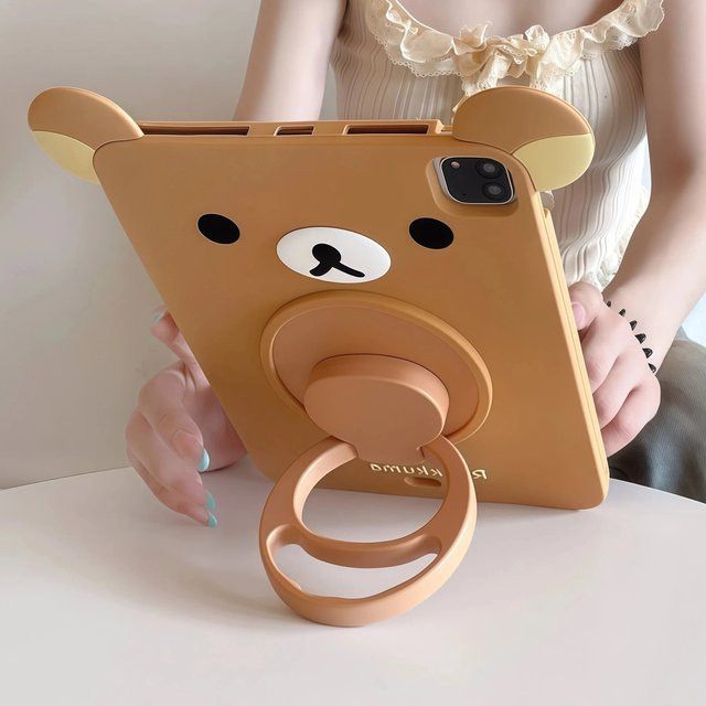 Rilakkuma iPad Schutzhülle mit Cartoon Design in Braun für verschiedene iPad Modelle - Bild 1