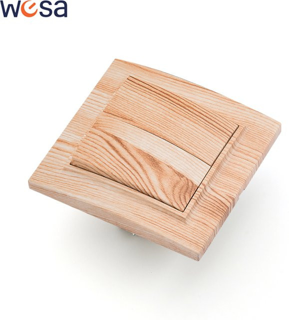 WESA Wandwippschalter aus Holz in Braun, 2-Gang, 1-Weg, klassisches Design mit Sprühkunststoffplatte - Bild 1