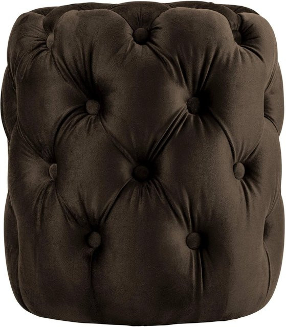 DELUKE Sitzhocker BADOR Polsterhocker aus Samt in Dunkelbraun, Chesterfield-Design, H x B x T: 46 x 42 x 42 cm - Bild 1