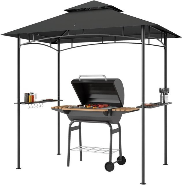 Outsunny Grillpavillon aus Polyester in Dunkelgrau mit pulverbeschichtetem Stahlgestell, B/T/H: 150 x 240 x 258 cm - Bild 1
