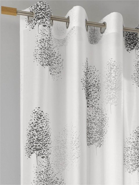 Dekostore Heine Home halbtransparentes Vorhangpanel mit Ösen, Baum-Design, Anthrazit und Weiß, Breite: 145 cm - Bild 1