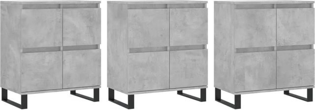 3er-Set vidaXL Sideboards im klassischen Design aus Holzwerkstoff und Metall, Farbe: Grau, Wandmontage möglich - Bild 1
