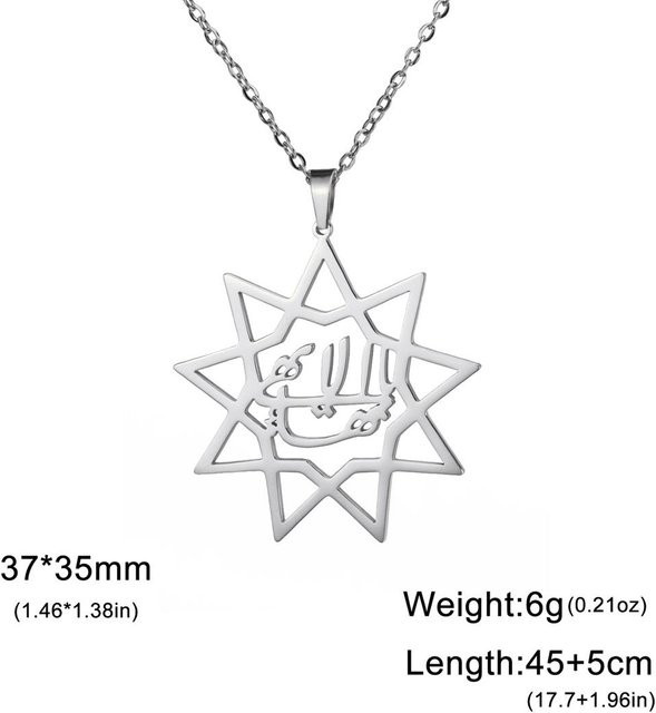 EUEAVAN Halskette Edelstahl, Neunpunktstern Anhänger, Silber, Unisex - Bild 1