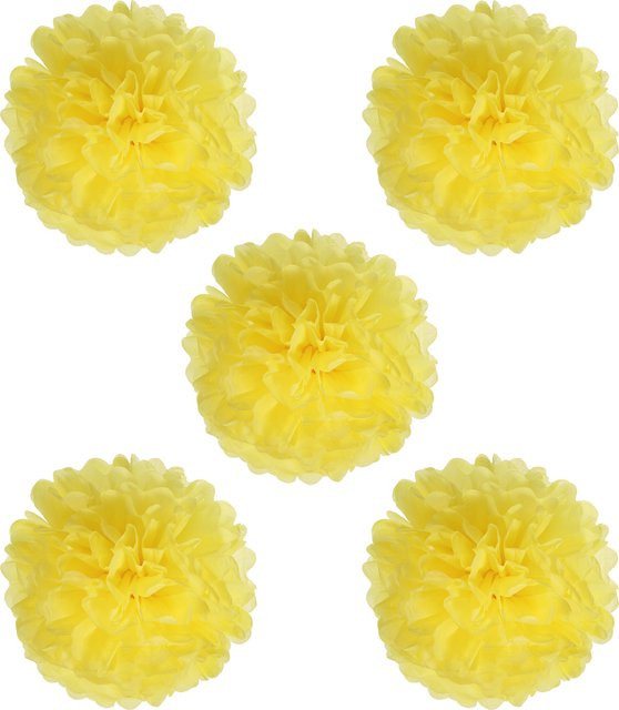 UXCELL Papierblumen Pompons Set aus 5 Stück in Rot und Gelb, Durchmesser: 20 cm, ideale Dekoration für Hochzeit, Geburtstag und Party - Bild 1