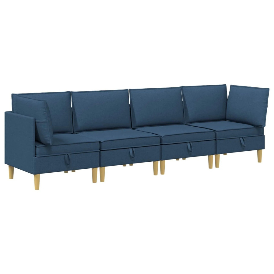 vidaXL Wohnzimmergarnitur in Blau aus Stoff mit Ecksofas, Mittelsofas und Kissen im modernen L-Shape Design - Bild 2