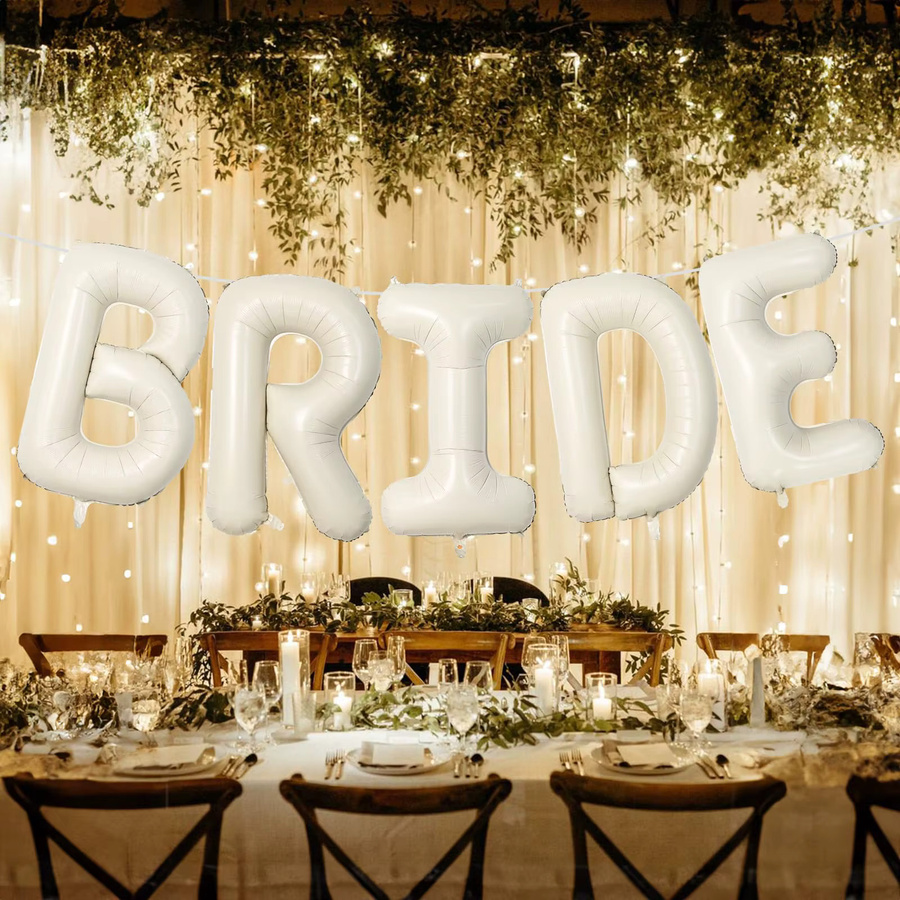 CJMYCW BRIDE Buchstabenballons aus Mylar-Folie in Beige und Gold zur Party-Dekoration für Hochzeit oder Valentinstag - Bild 3