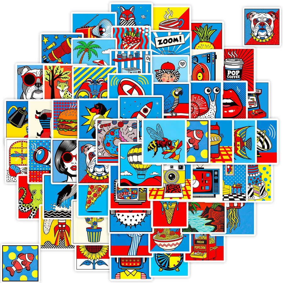 Cartoon Pop Art Doodle Aufkleber Set in Multicolour für Schreibwaren, Laptop und Dekoration (56/112 Stück) - Bild 1